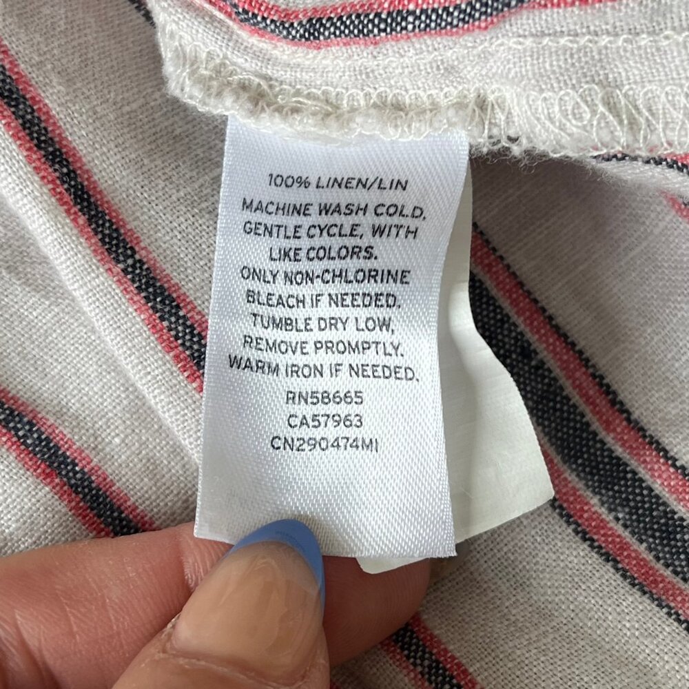 Caslon 100% Linen Striped Shirt Dress - Coastal Midi - Size L - Picture 10 of 11